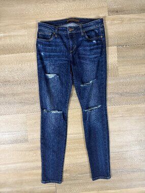 Joe's Jeans Esther Dark Wash Distressed Mid Rise Skinny Ankle Jeans | 29